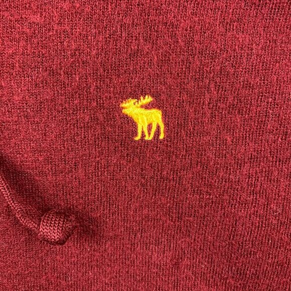 Abercrombie & Fitch Mens Sweater Medium Red Hoodie Long Sleeve Wool Blend Knit - Picture 2 of 14